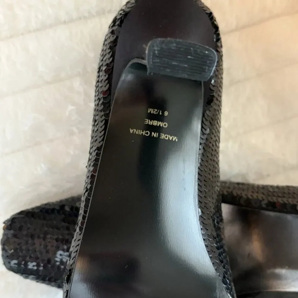 Valerie Stevens Shoes Heels Black Sequins Size 6.5 Women's Ombre